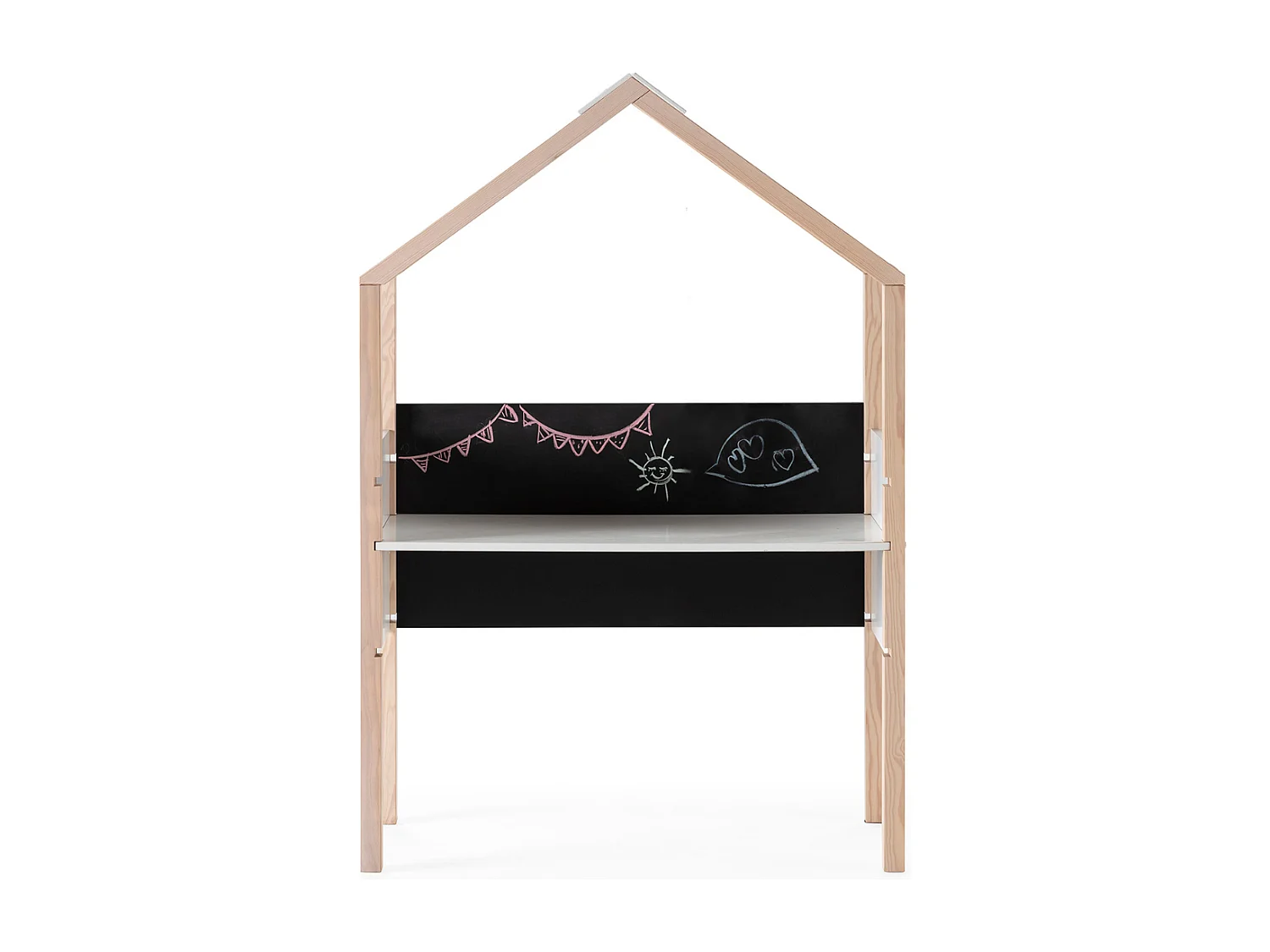 Bureau avec ardoise décor blanc laqué et bois clair L100 cm  ELORA