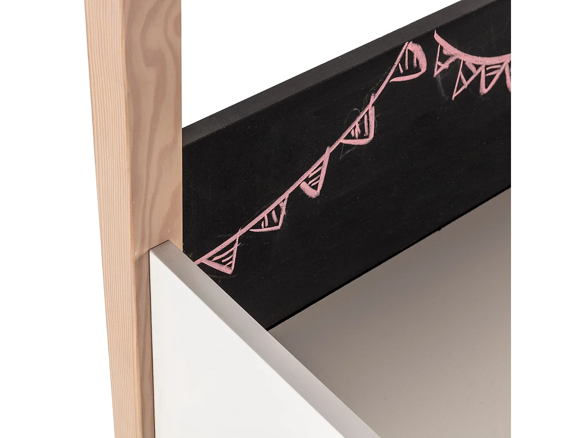 Bureau avec ardoise décor blanc laqué et bois clair L100 cm  ELORA