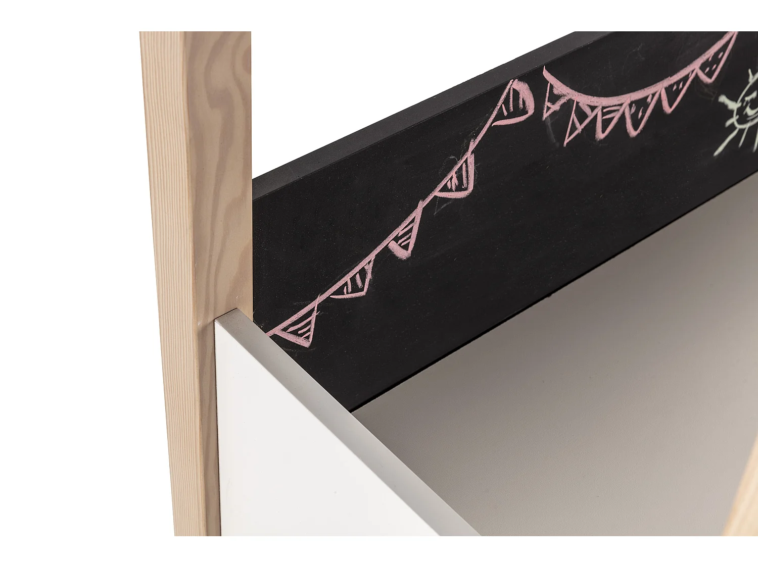 Bureau avec ardoise décor blanc laqué et bois clair L100 cm  ELORA