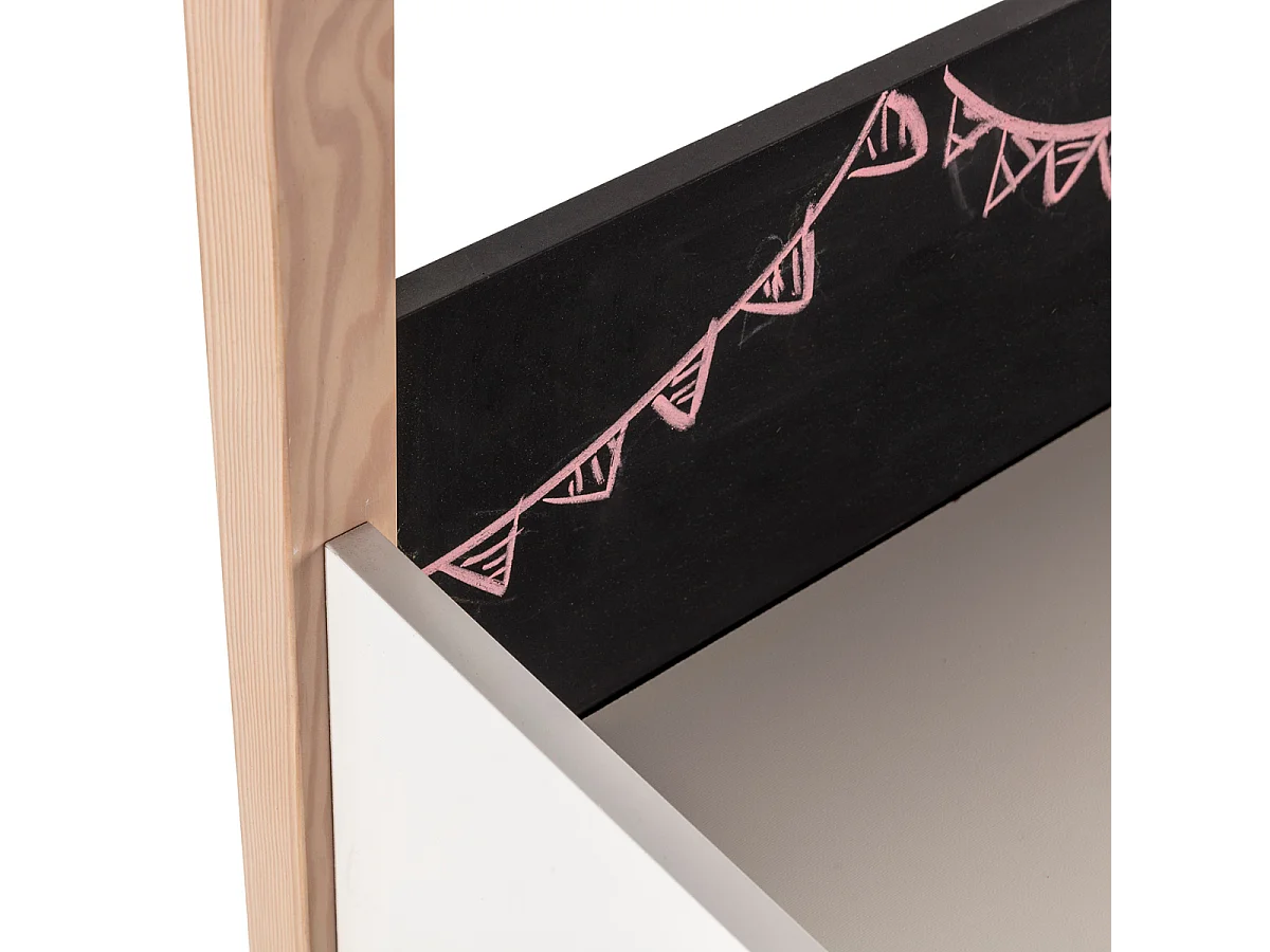 Bureau avec ardoise décor blanc laqué et bois clair L100 cm  ELORA