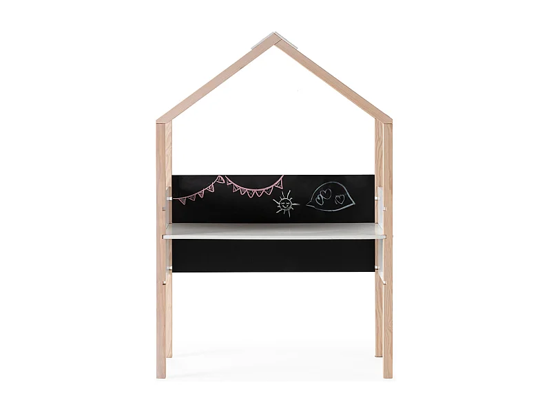 Bureau avec ardoise décor blanc laqué et bois clair L100 cm  ELORA