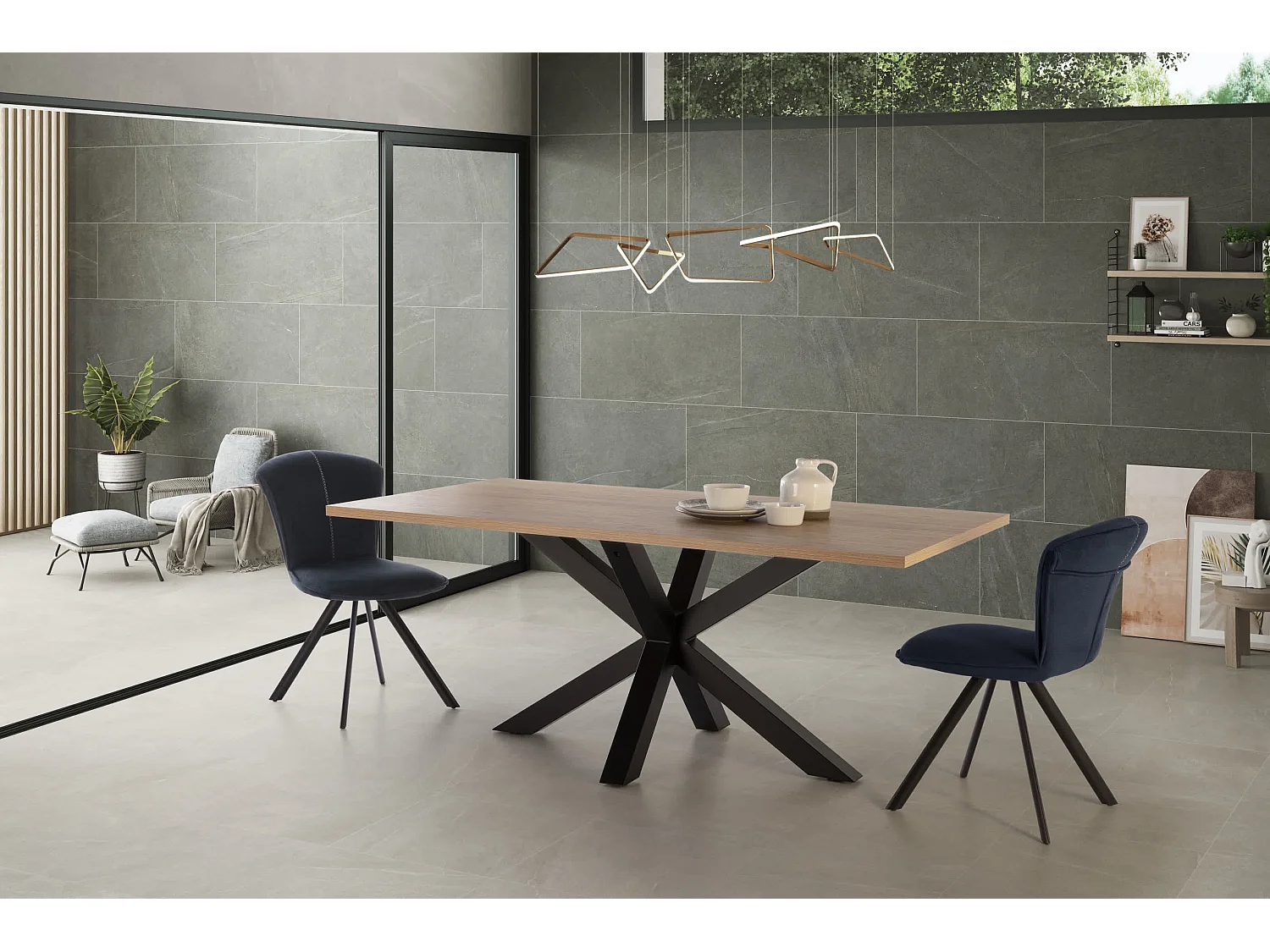 Rechthoekige tafel met voetonderstel voor 6/8 personen 180x76 cm