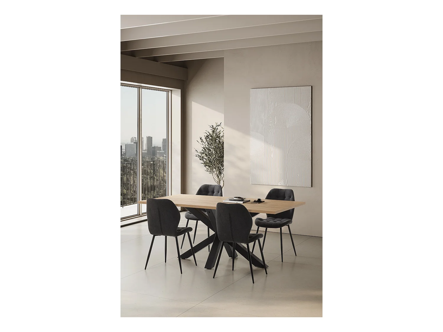 Table rectangulaire avec pied en fer pour 6/8 personnes 180x76 cm