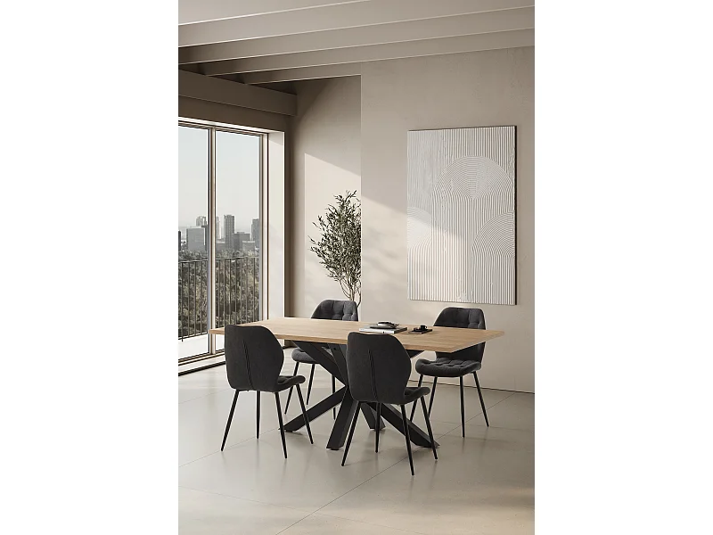 Table rectangulaire avec pied en fer pour 6/8 personnes 180x76 cm