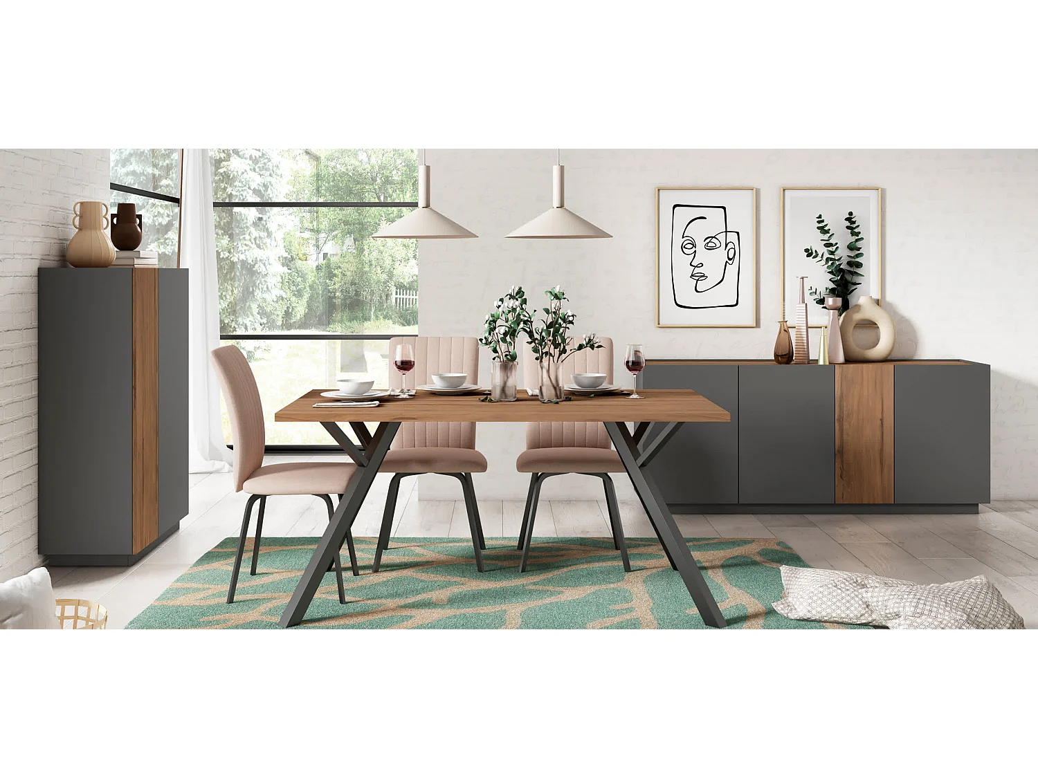 Table rectangulaire en bois pour 6/8 personnes 160x90 cm