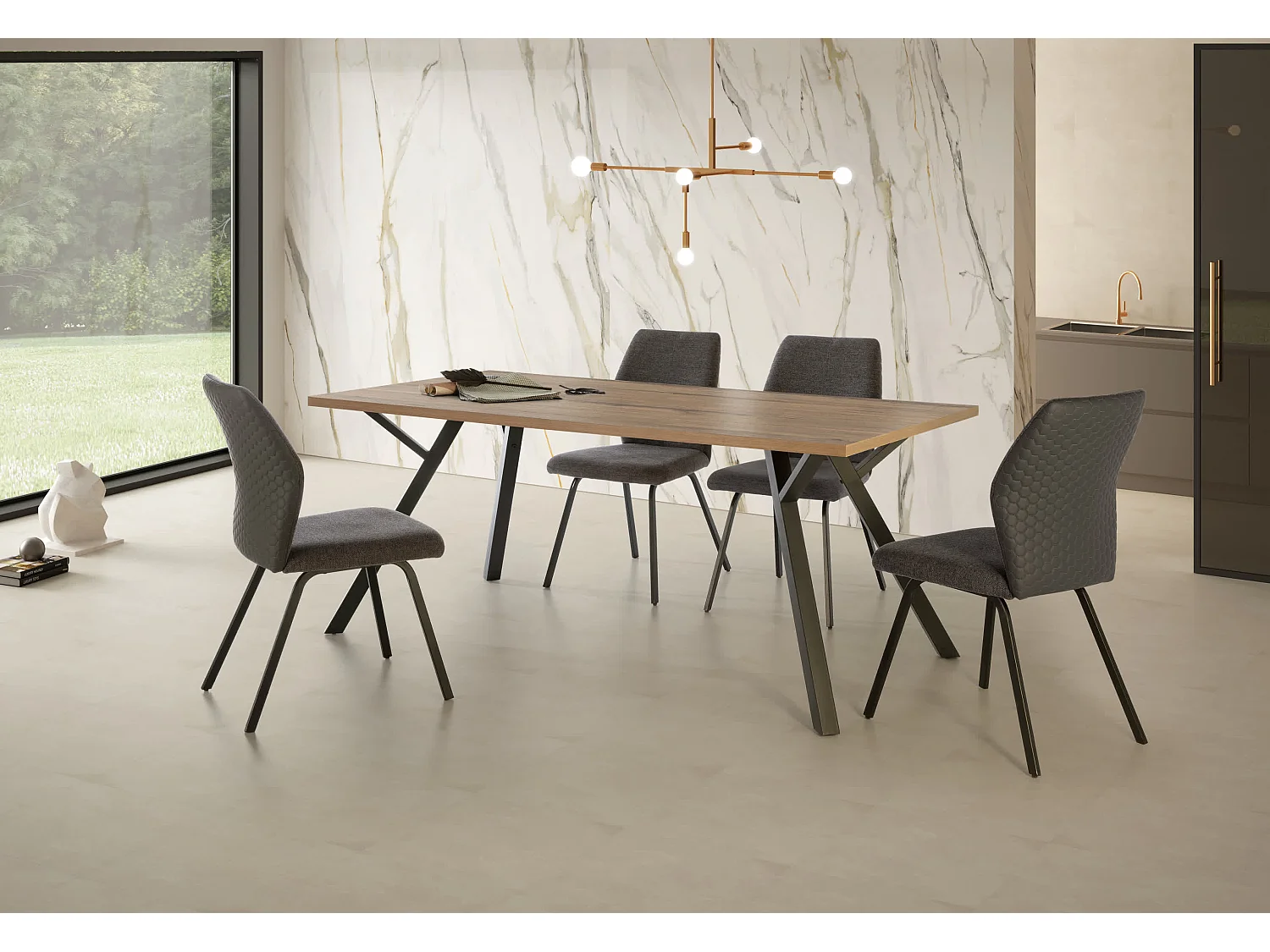 Table rectangulaire en bois pour 6/8 personnes 160x90 cm