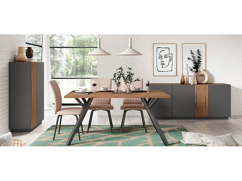 Houten rechthoekige tafel voor 6/8 personen 160x90 cm