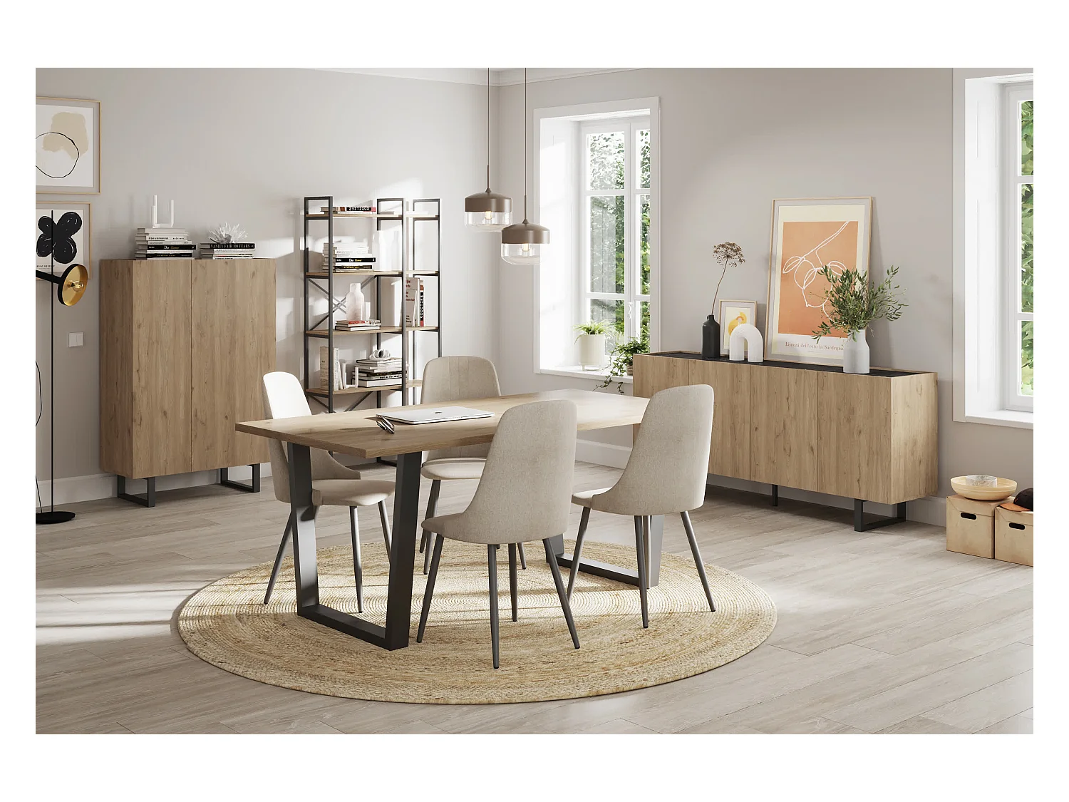 Tavolo rettangolare per 6/8 persone rovere 180x100 cm