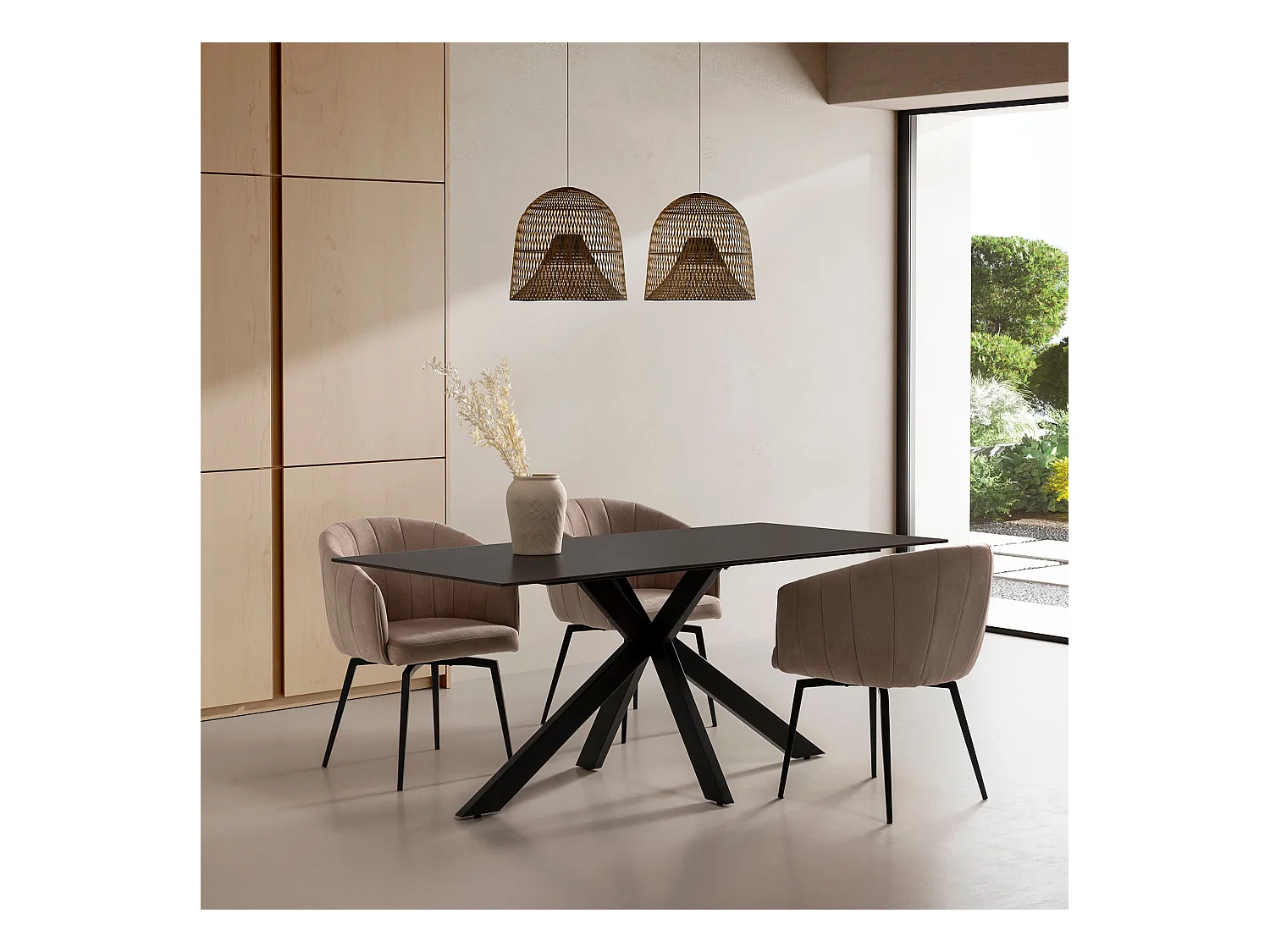 Table fixe en pierre 6 places 180x76 cm