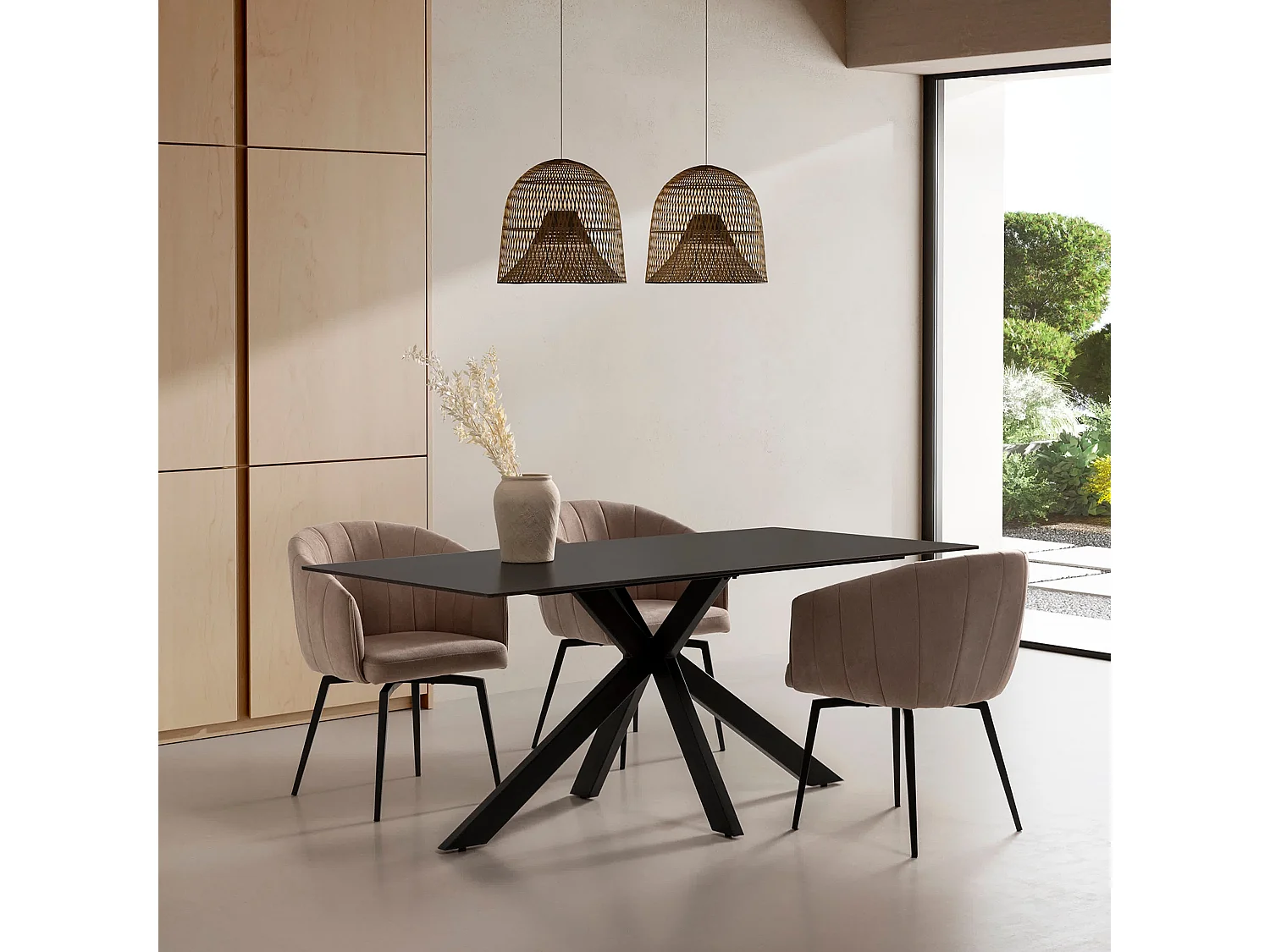 Table fixe en pierre 6 places 180x76 cm