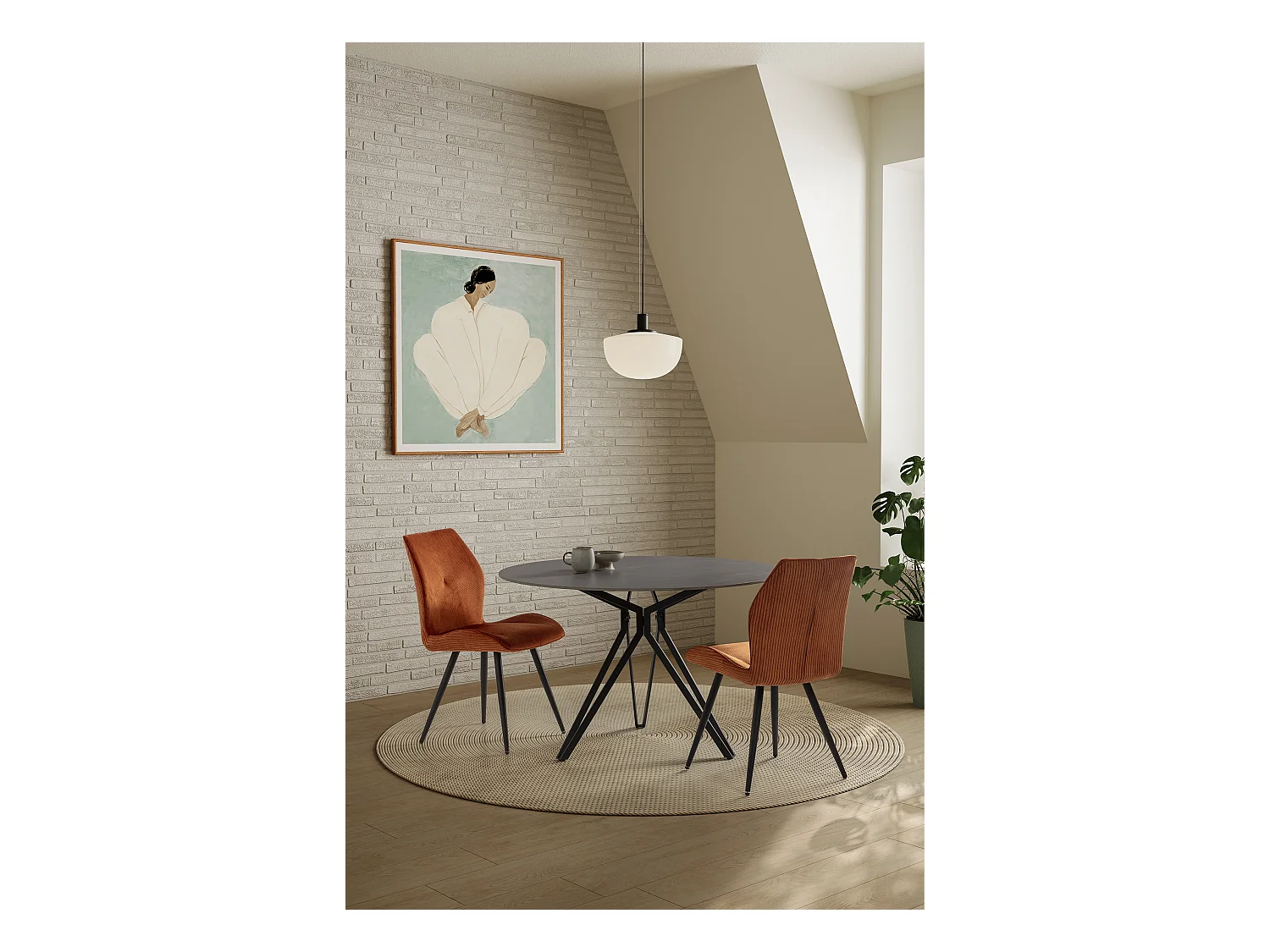 Table ronde en pierre pour 4 personnes 120x76 cm