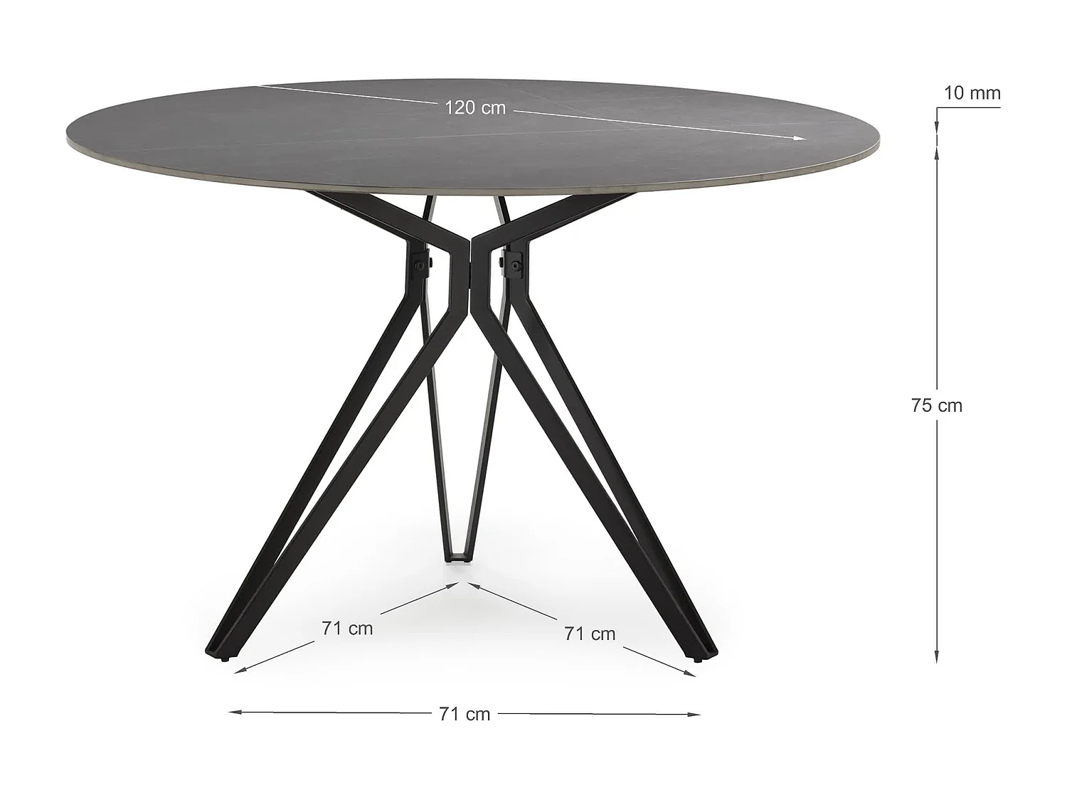 Table ronde en pierre pour 4 personnes 120x76 cm