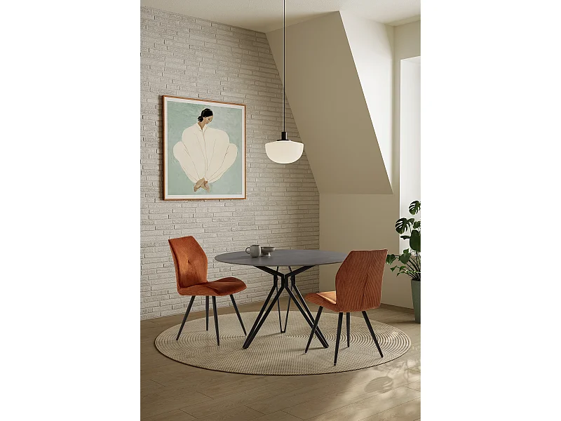 Table ronde en pierre pour 4 personnes 120x76 cm