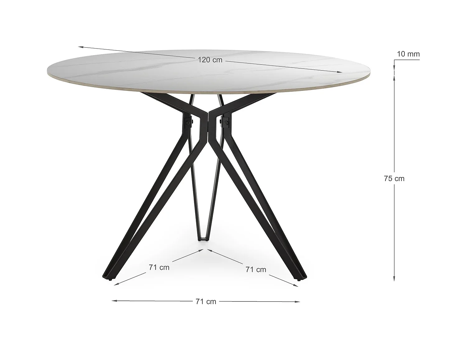 Ronde tafel op steen voor 4 personen 120x76 cm