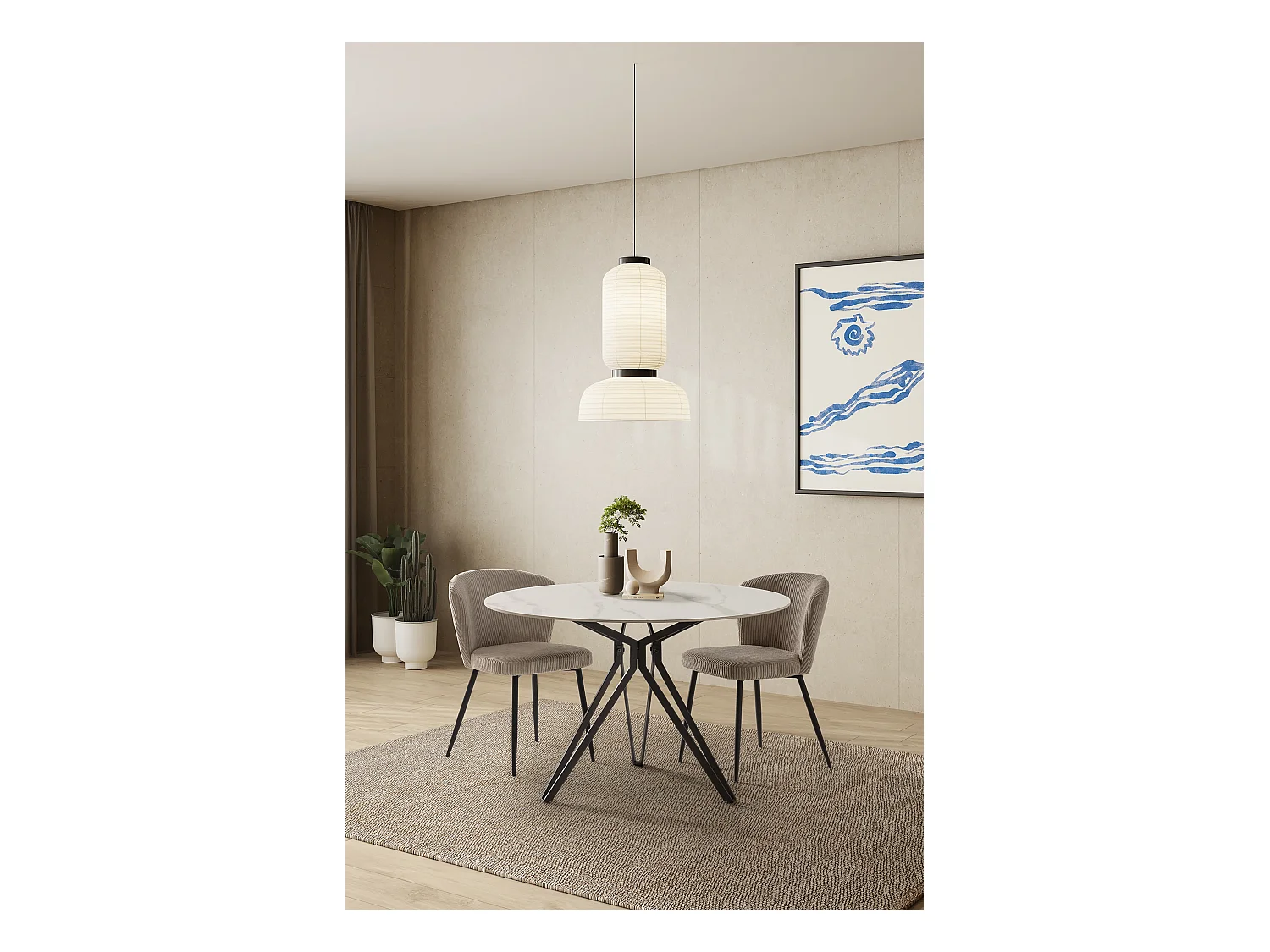 Table ronde en pierre pour 4 personnes 120x76 cm