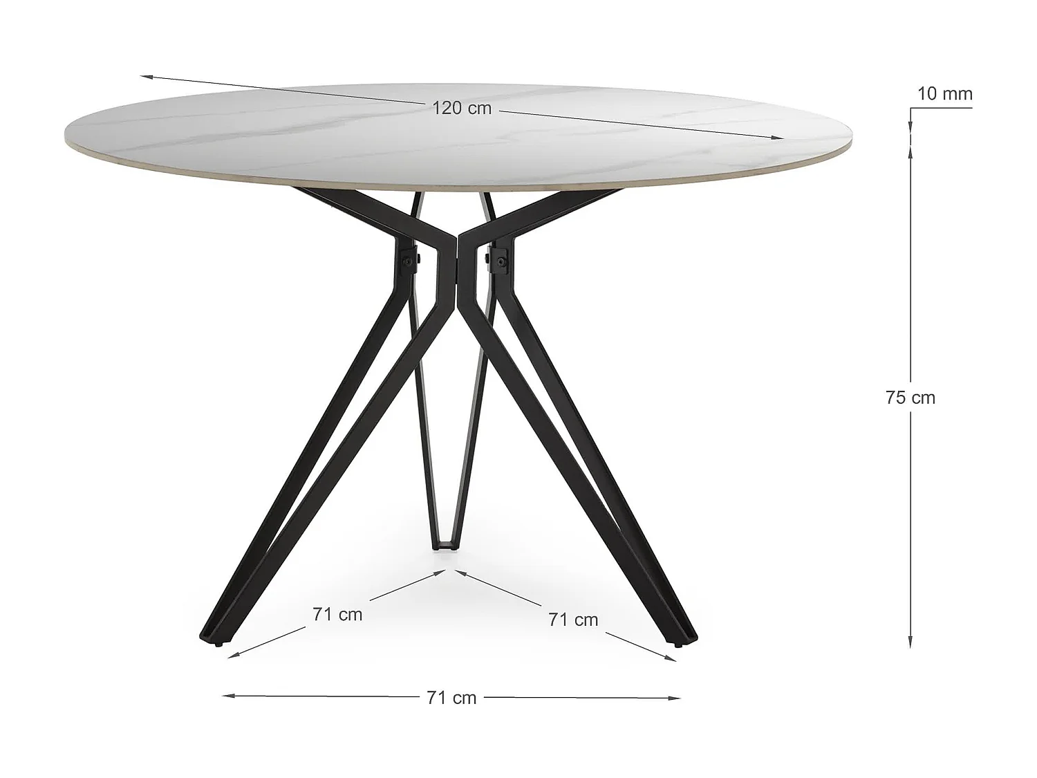 Table ronde en pierre pour 4 personnes 120x76 cm