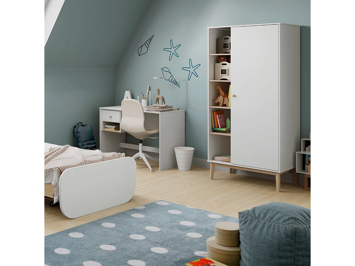 Bureau 1 tiroir et 1 niche ouverte L110 cm - SIMON