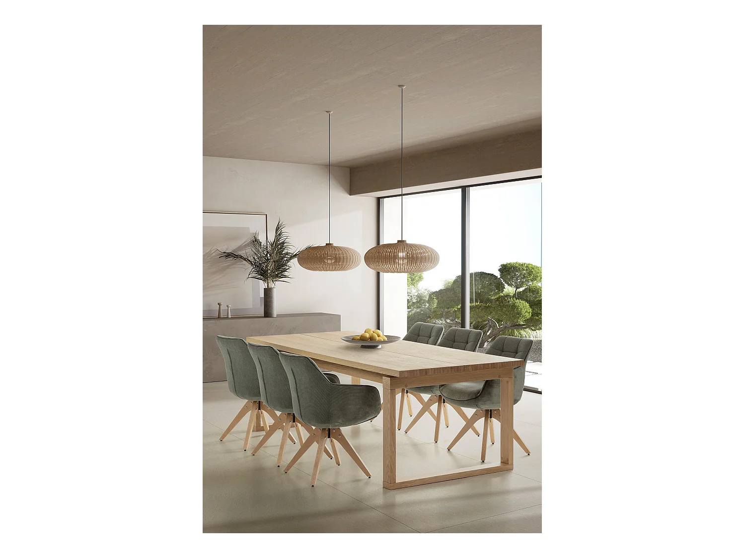 Table 8 places de style méditerranéen 220x76 cm