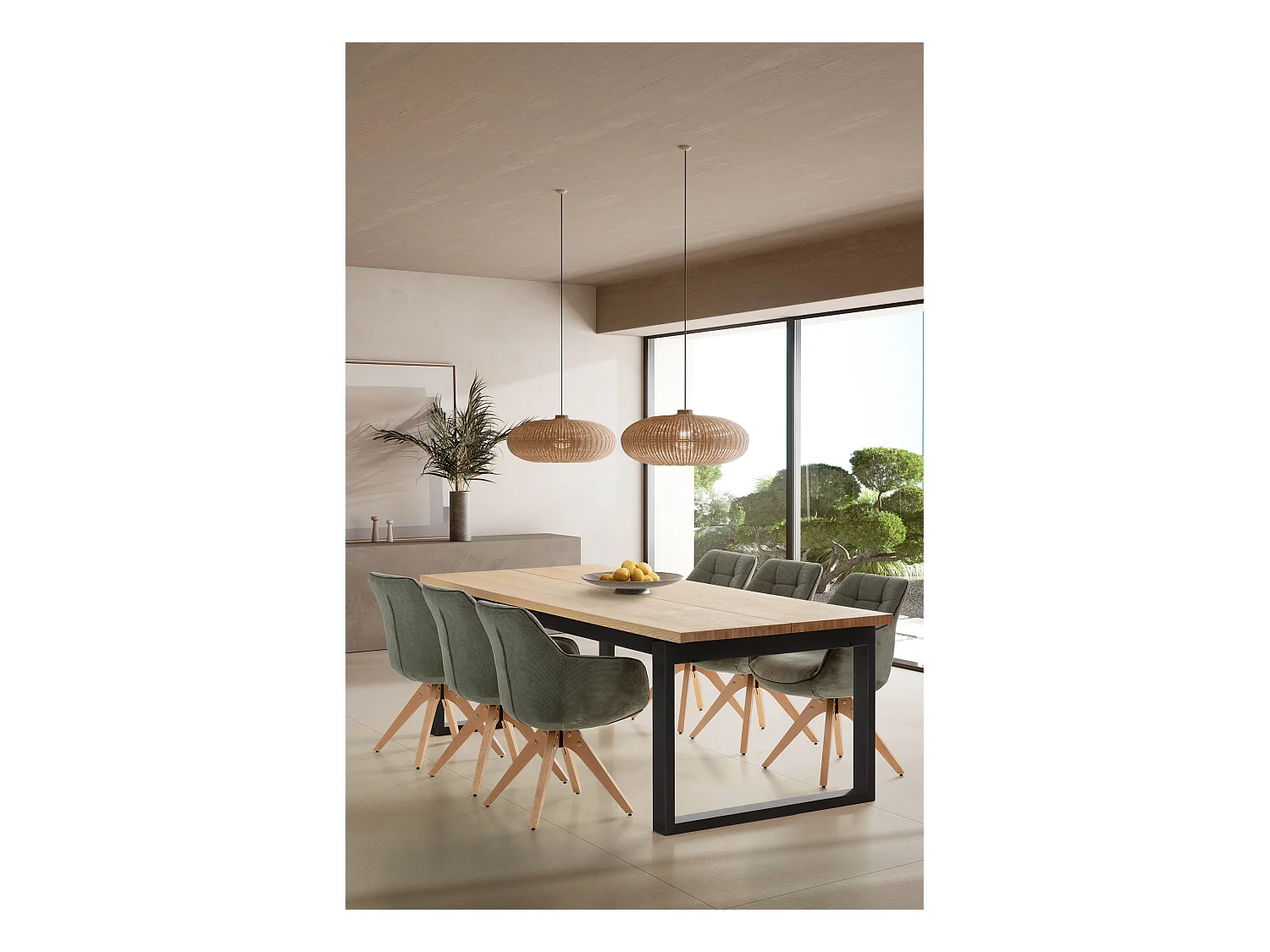 Table 8 places de style méditerranéen 220x76 cm