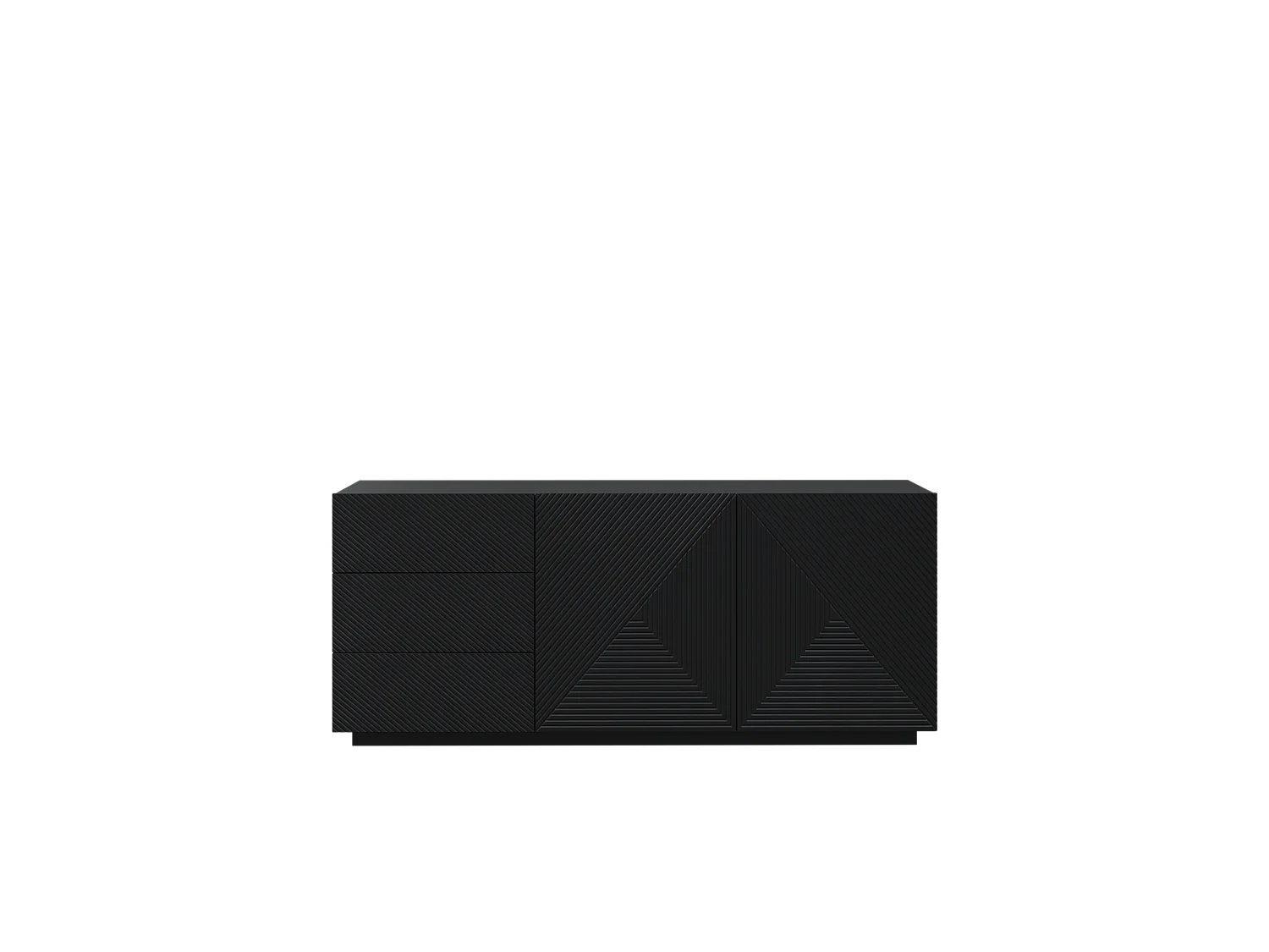 Aparador 2 puertas 3 cajones negro en madera laminada 167x43 cm