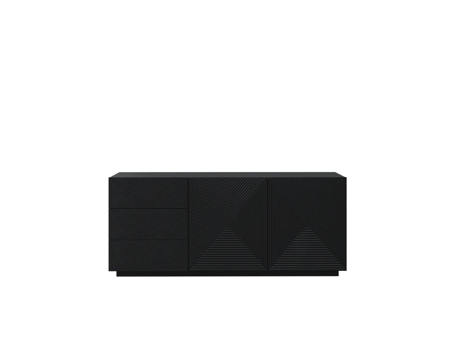 Buffet 2 deuren 3 laden zwart in gelaagd hout 167x43 cm