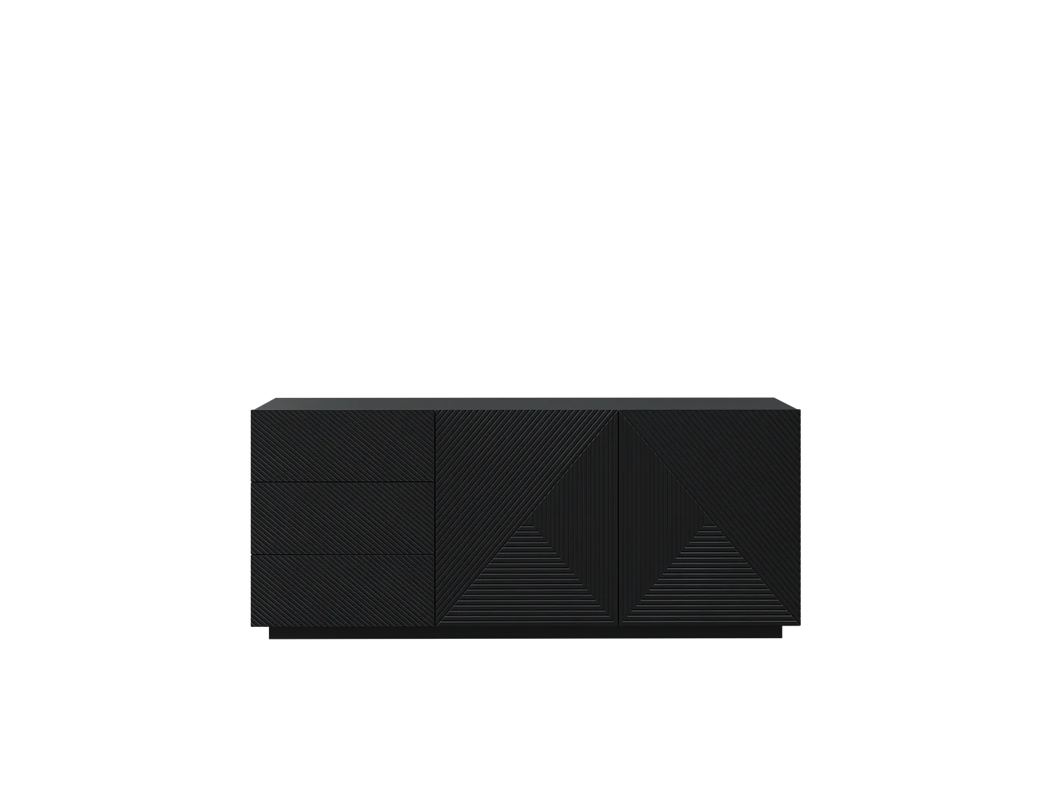 Madia 2 ante 3 cassetti nero in legno laminato 167x43 cm