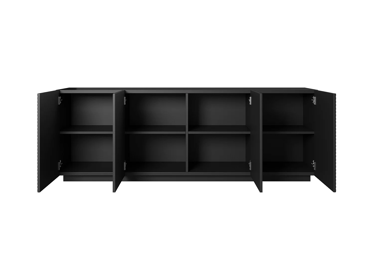 Aparador de 4 puertas en madera laminada negra 200x43 cm