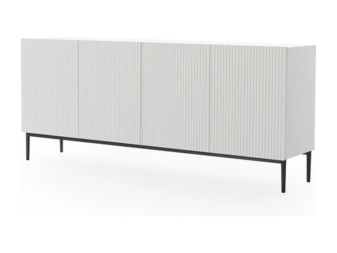 Wit buffet 4 deuren met zwart metalen voet 200x45 cm