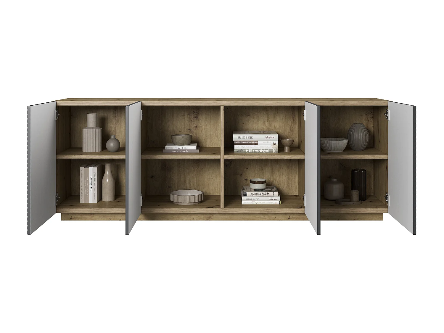 4-türiges Sideboard aus Schichtholz 200x43 cm