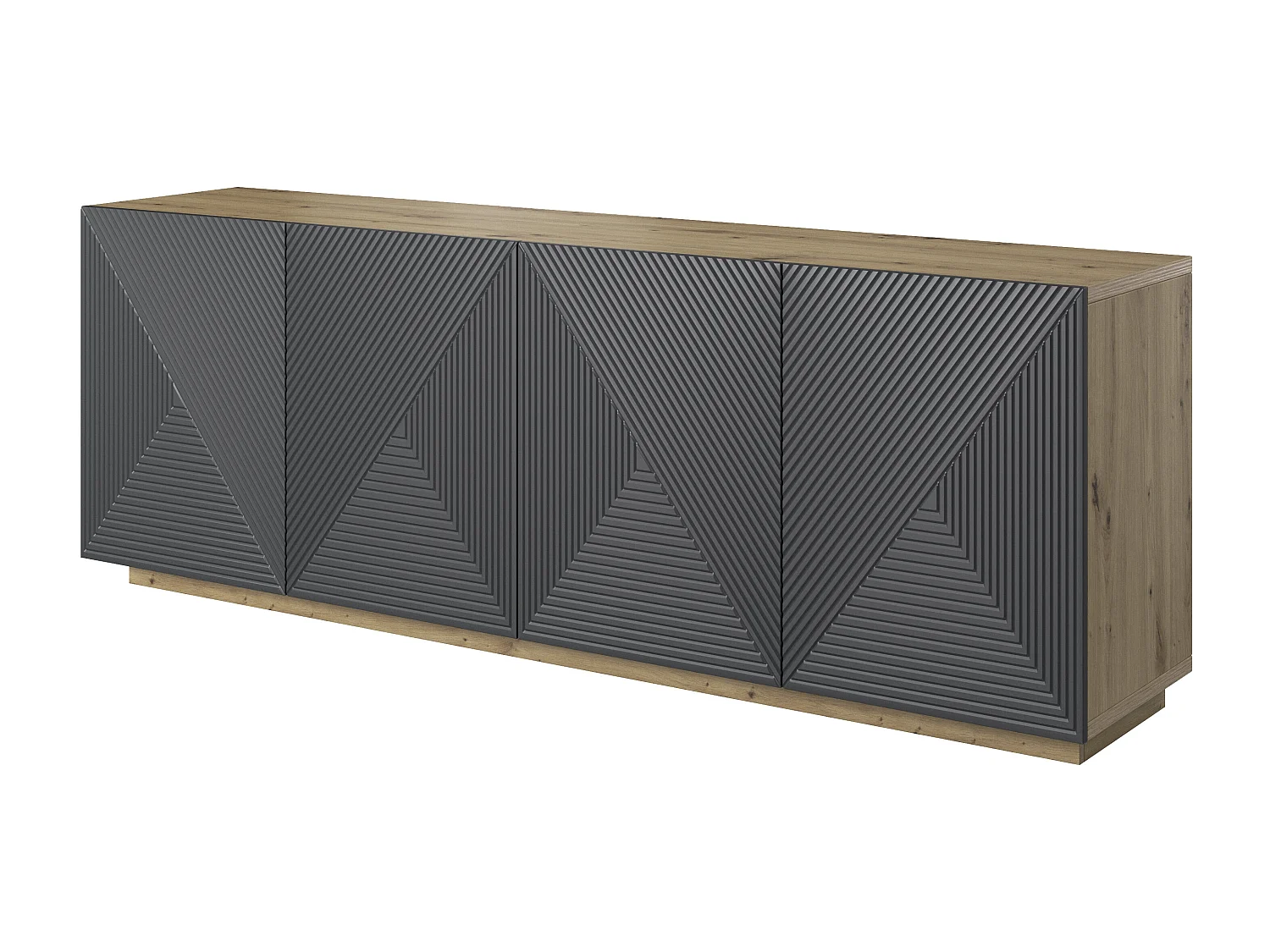 Buffet 4 deuren in hout lamellen 200x43 cm