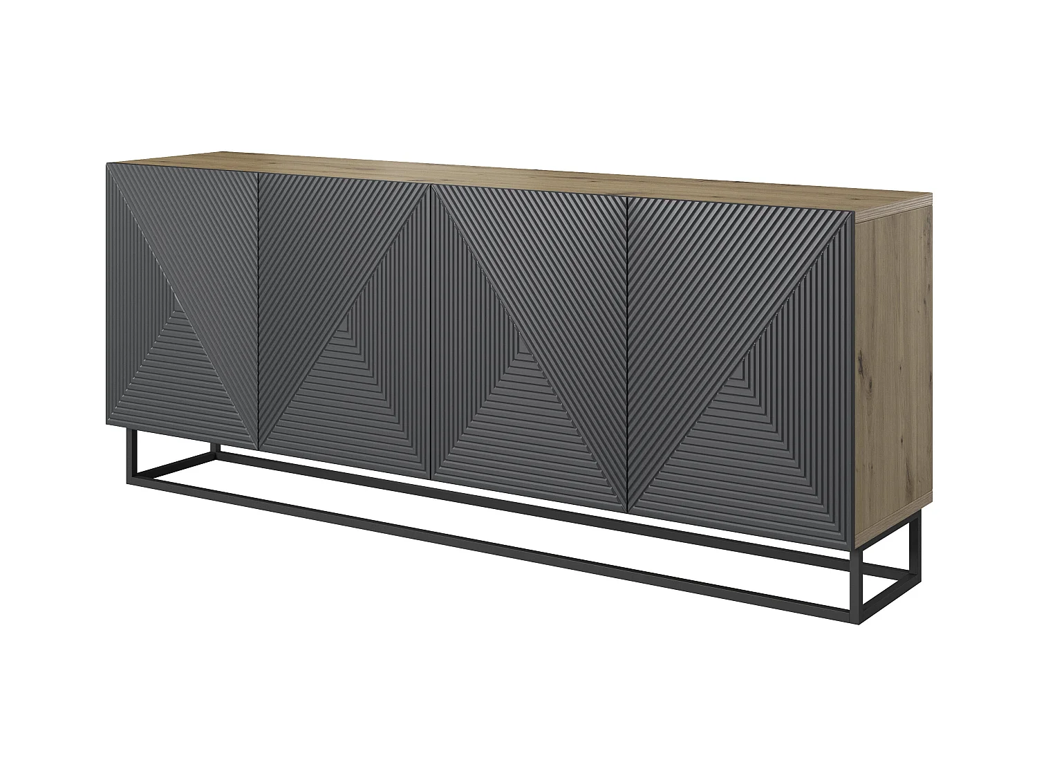 Madia 4 ante in legno laminato con piede in metallo 200x43 cm