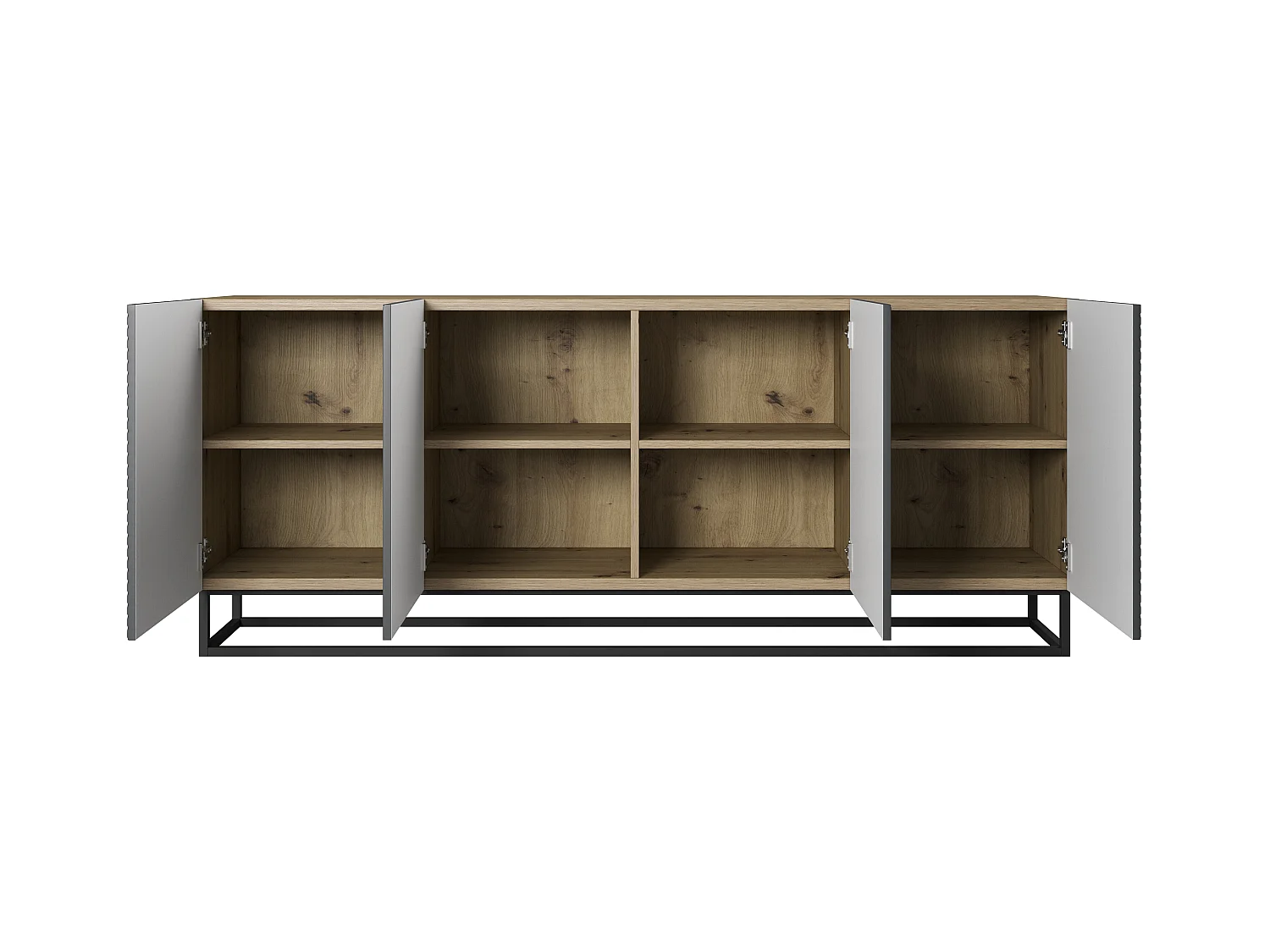 Madia 4 ante in legno laminato con piede in metallo 200x43 cm