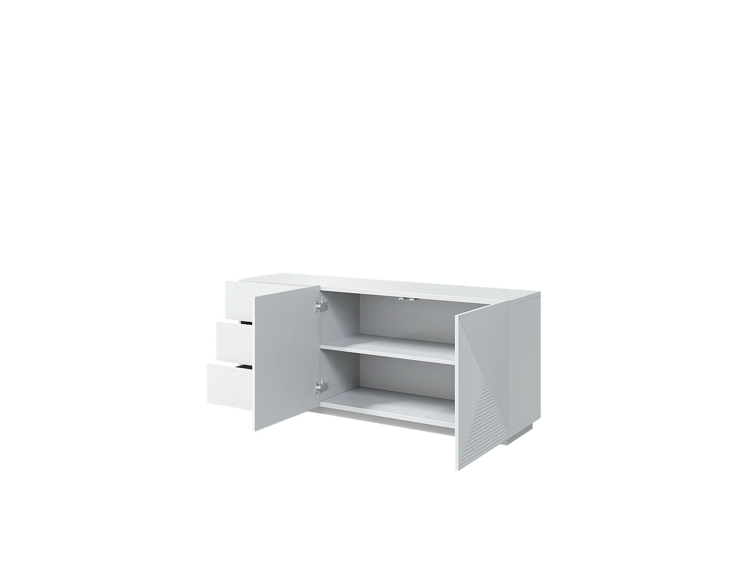 Aparador 2 portas com 3 gavetas branco em madeira laminada 167x43 cm