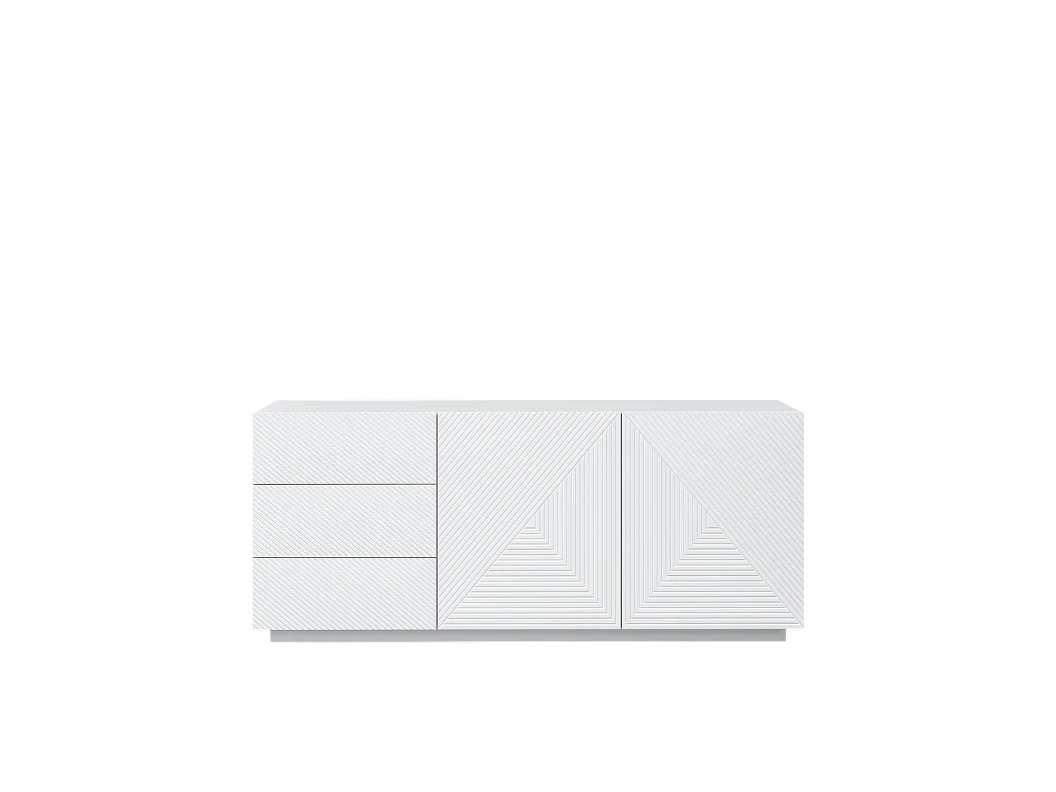 Wit buffet 2 deuren 3 laden in gelaagd hout 167x43 cm