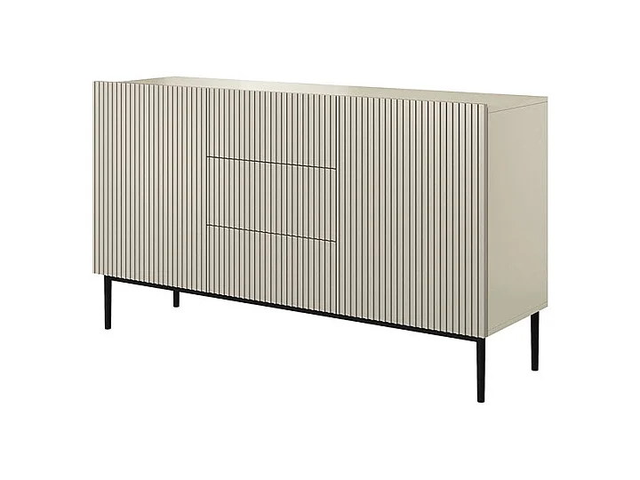 Aparador 2 puertas 3 cajones centrales cashmere con pie de metal negro 150x45 cm