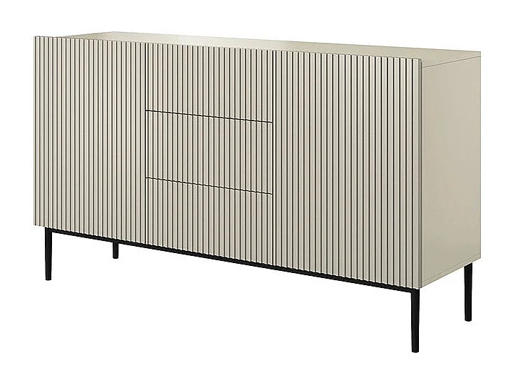 Buffet 2 deuren 3 laden centraal kasjmier met metaal bont zwart 150x45 cm