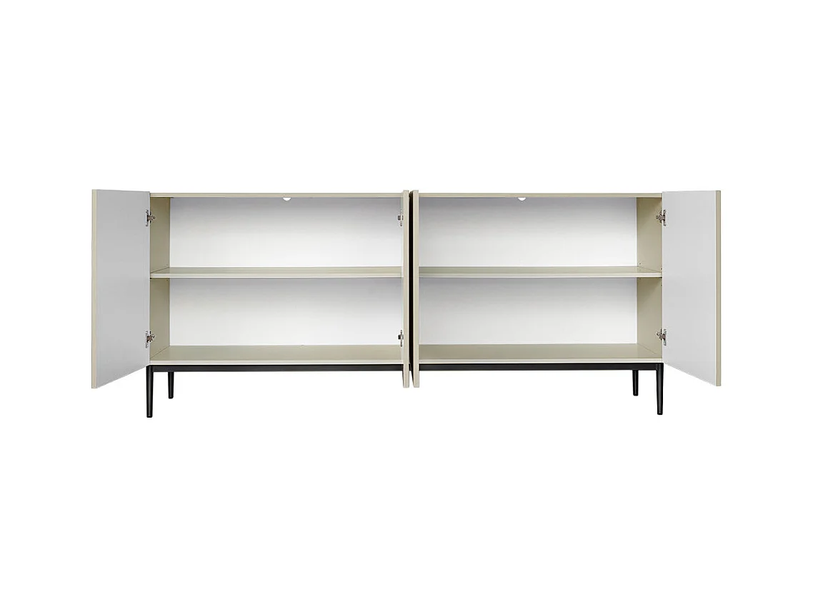 Aparador de cachemir de 4 puertas con pie de metal negro 200x45 cm