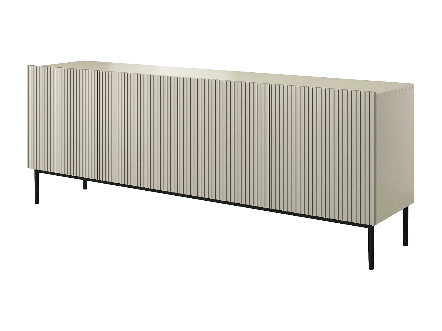 Aparador de caxemira 4 portas com pé de metal preto 200x45 cm