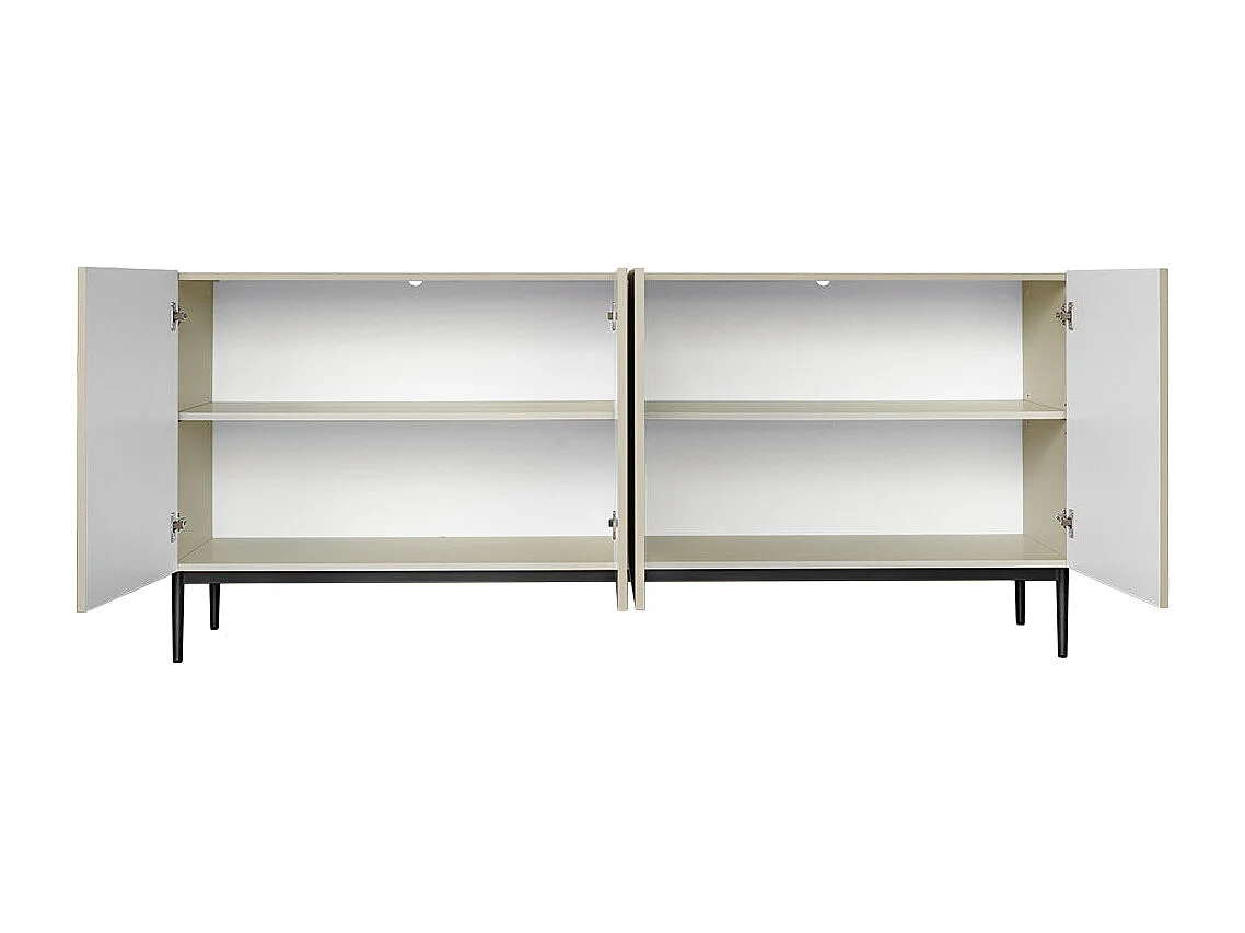 Aparador de caxemira 4 portas com pé de metal preto 200x45 cm