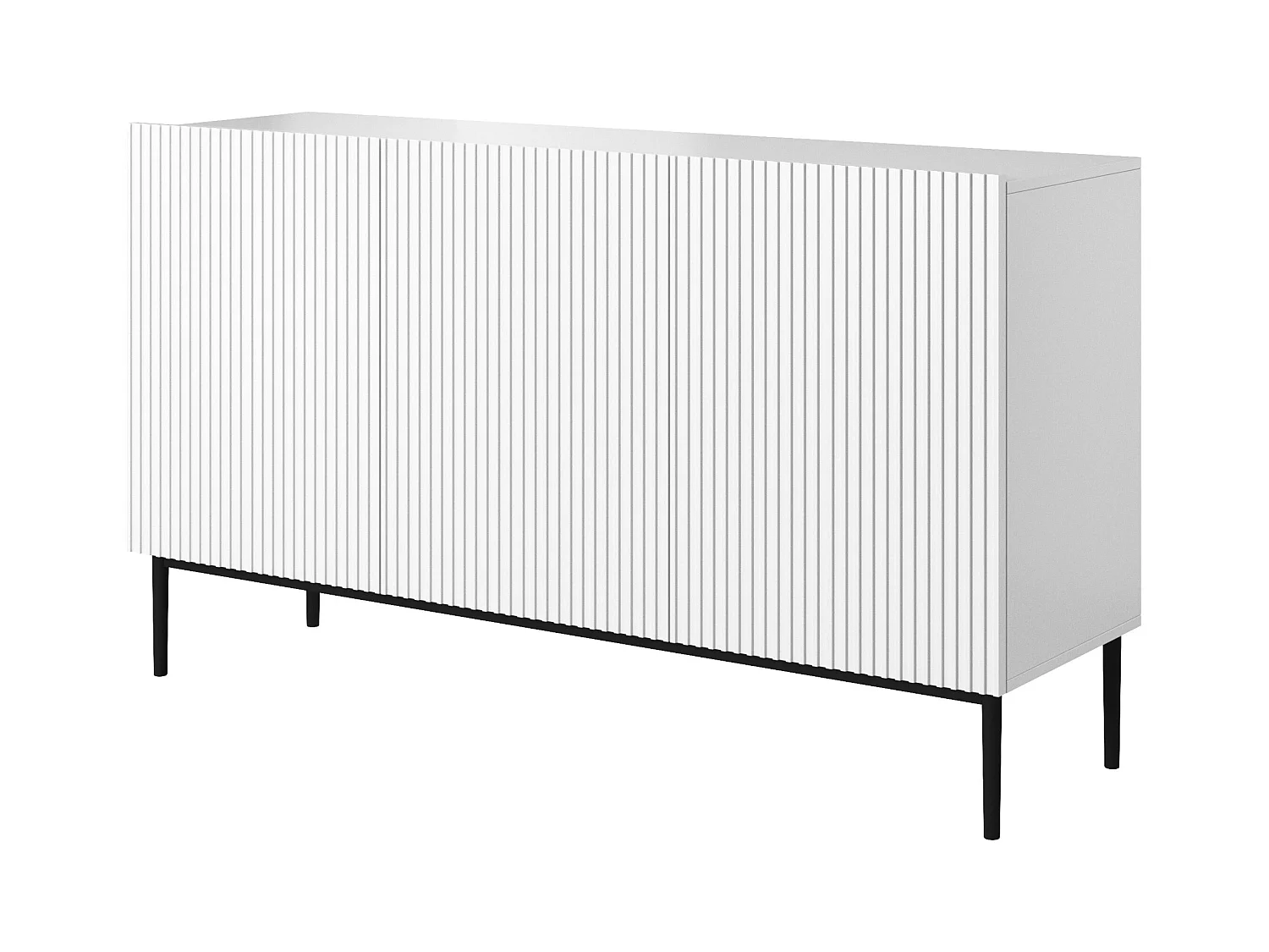 Wit buffet 3 deuren met zwart metalen voet 150x45 cm