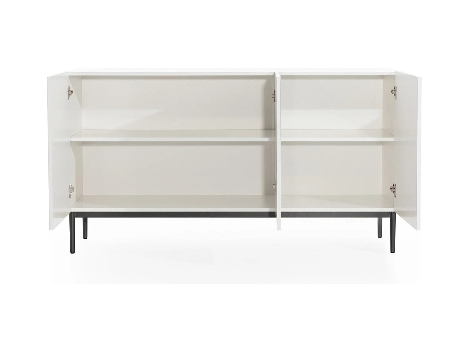 Wit buffet 3 deuren met zwart metalen voet 150x45 cm