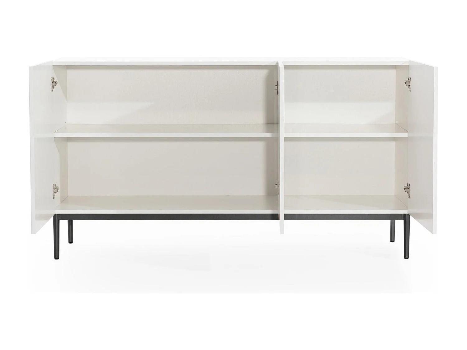 Madia 3 ante bianco con piede in metallo nero 150x45 cm