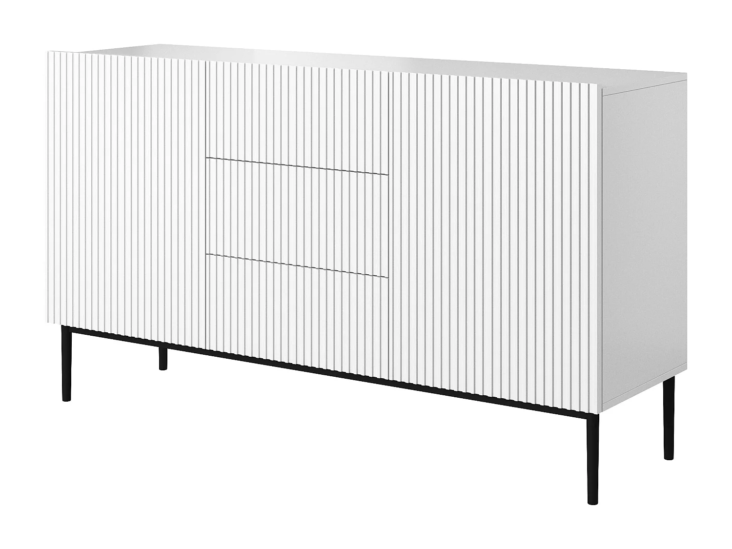 Madia 2 ante 3 cassetti centrali bianco piede metallo nero 150x45 cm