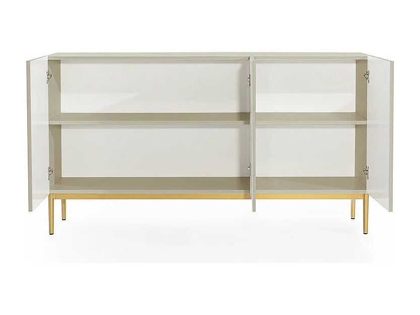 Madia 3 ante cashmere con piede in metallo oro 150x45 cm