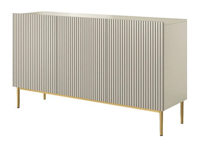 Madia 3 ante cashmere con piede in metallo oro 150x45 cm