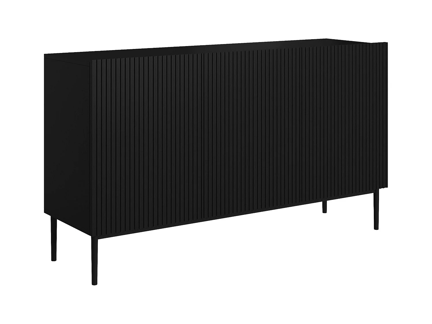 Madia 3 ante nero con piede in metallo nero 150x45 cm