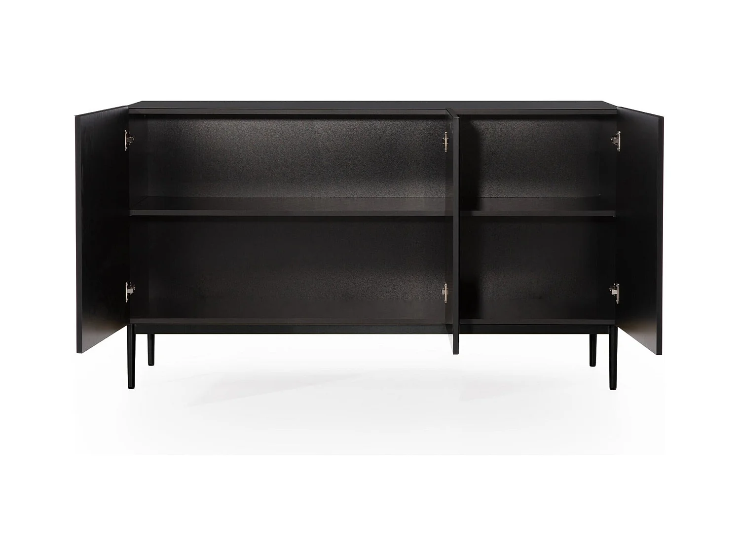 Madia 3 ante nero con piede in metallo nero 150x45 cm