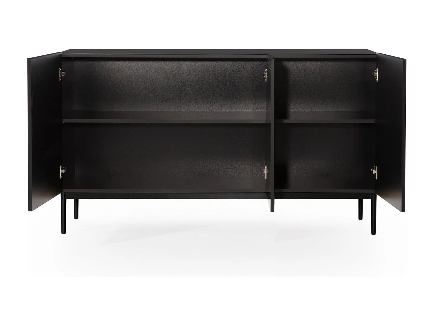 Buffet noir 3 deuren met zwart metalen voet 150x45 cm