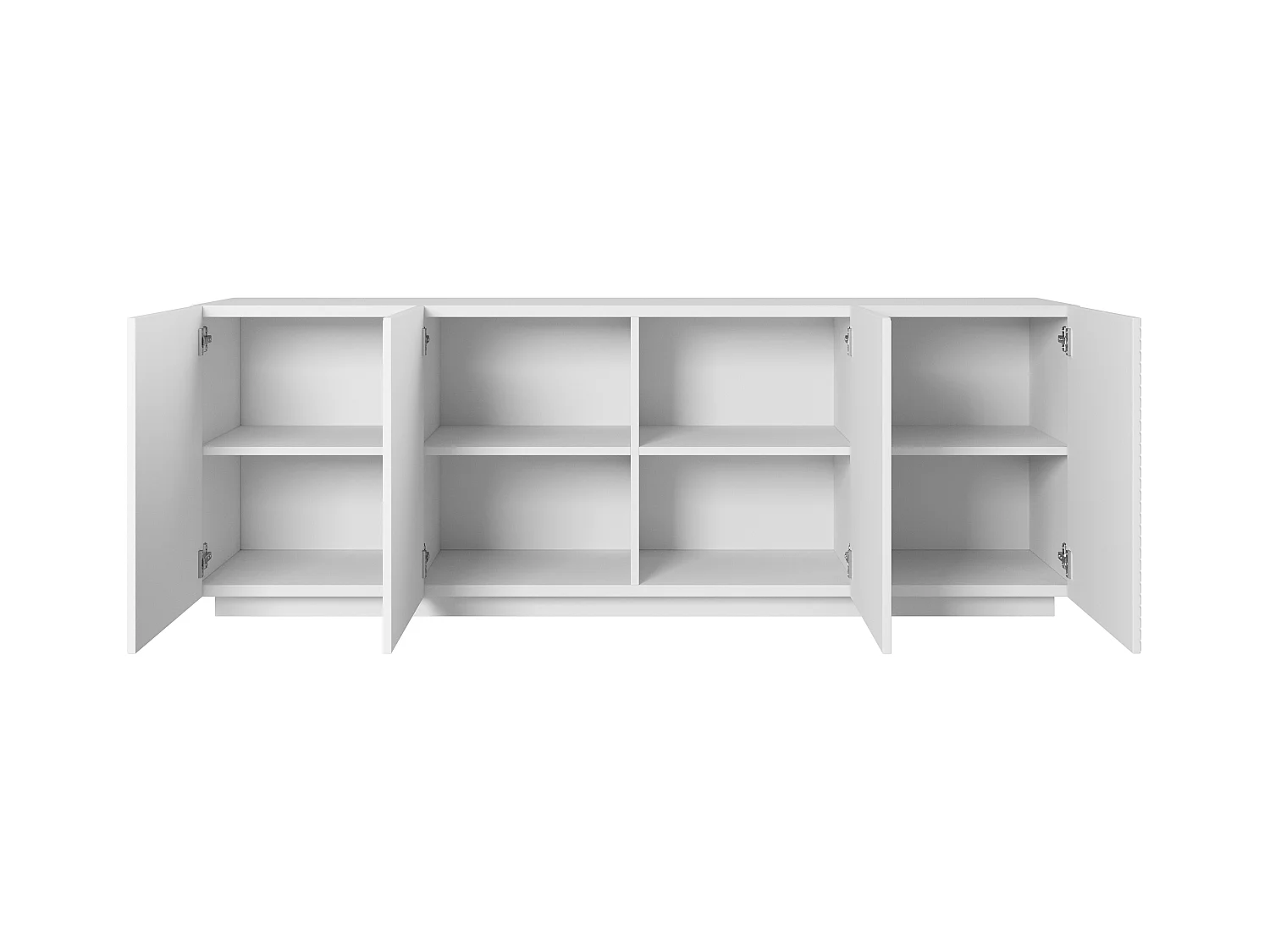 Aparador com 4 portas em madeira laminada branca 200x43 cm