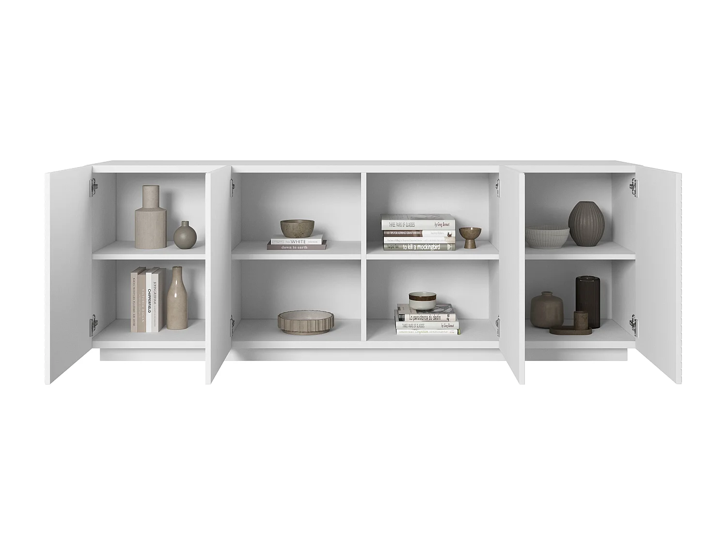 Sideboard mit 4 Türen aus weißem Schichtholz 200x43 cm